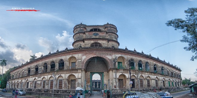 A panoramic view of the frontal facade of the Imambara